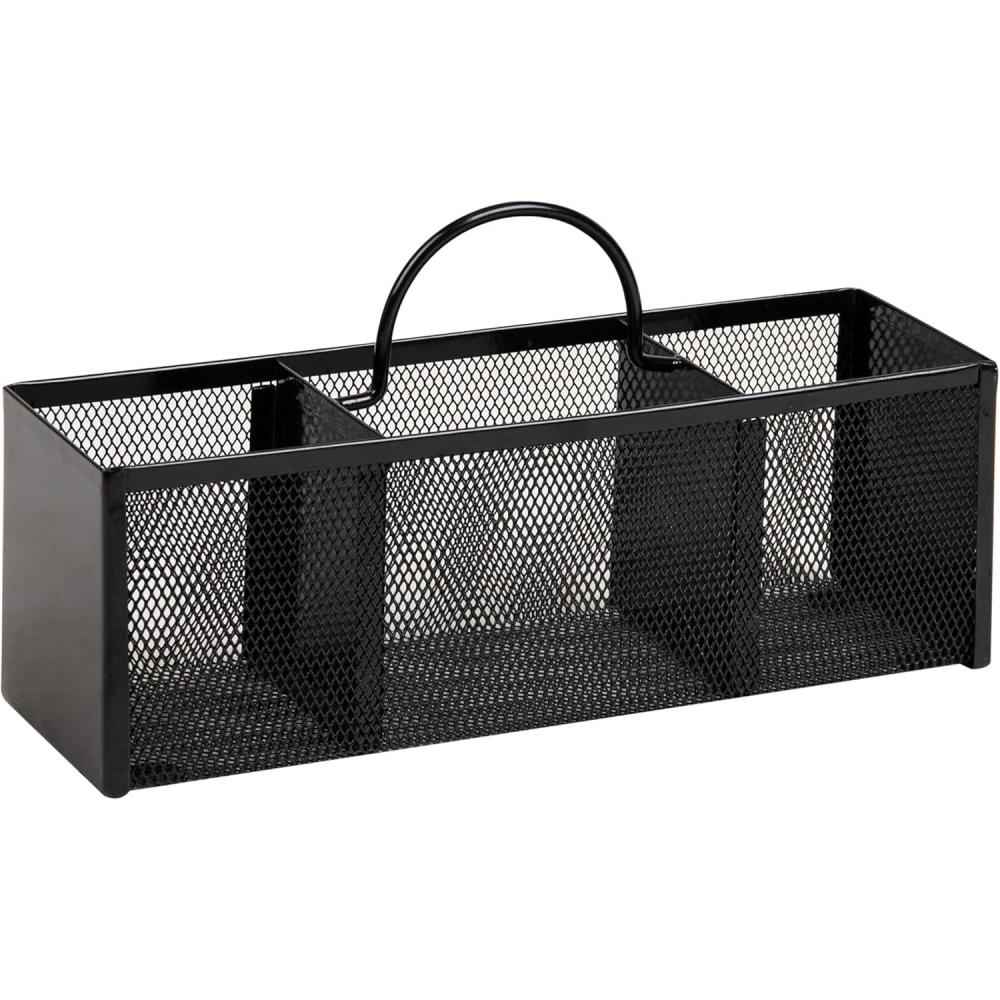 imageMind Reader Mesh Organizer Caddy 3Compartment Countertop Holder Metal Mesh 10L x 35W x 55H BlackBlack