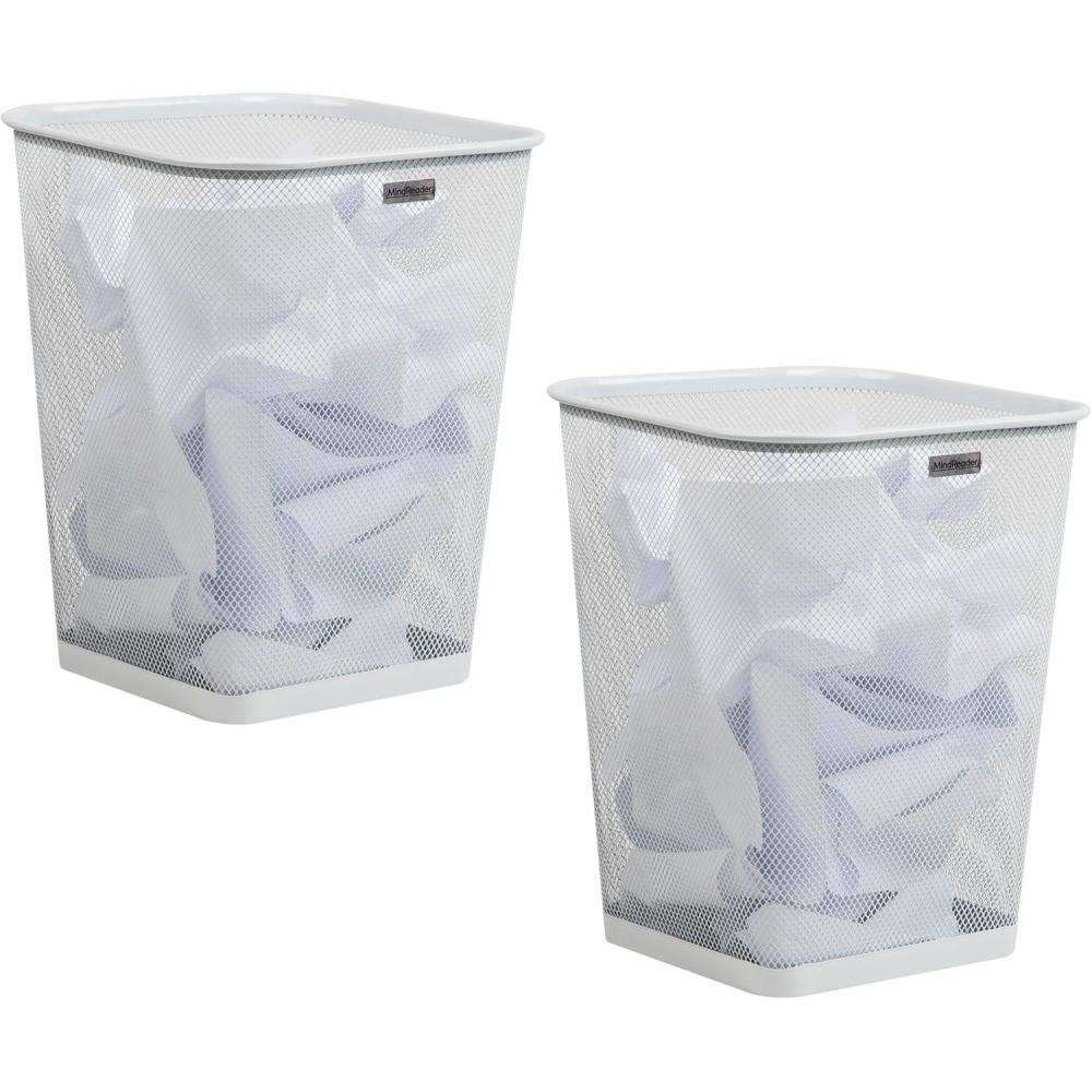 imageMind Reader Mesh Trash Can Waste Paper Basket Square Office Metal Mesh 975L x 975W x 1225H Set of 2 BlackWhite
