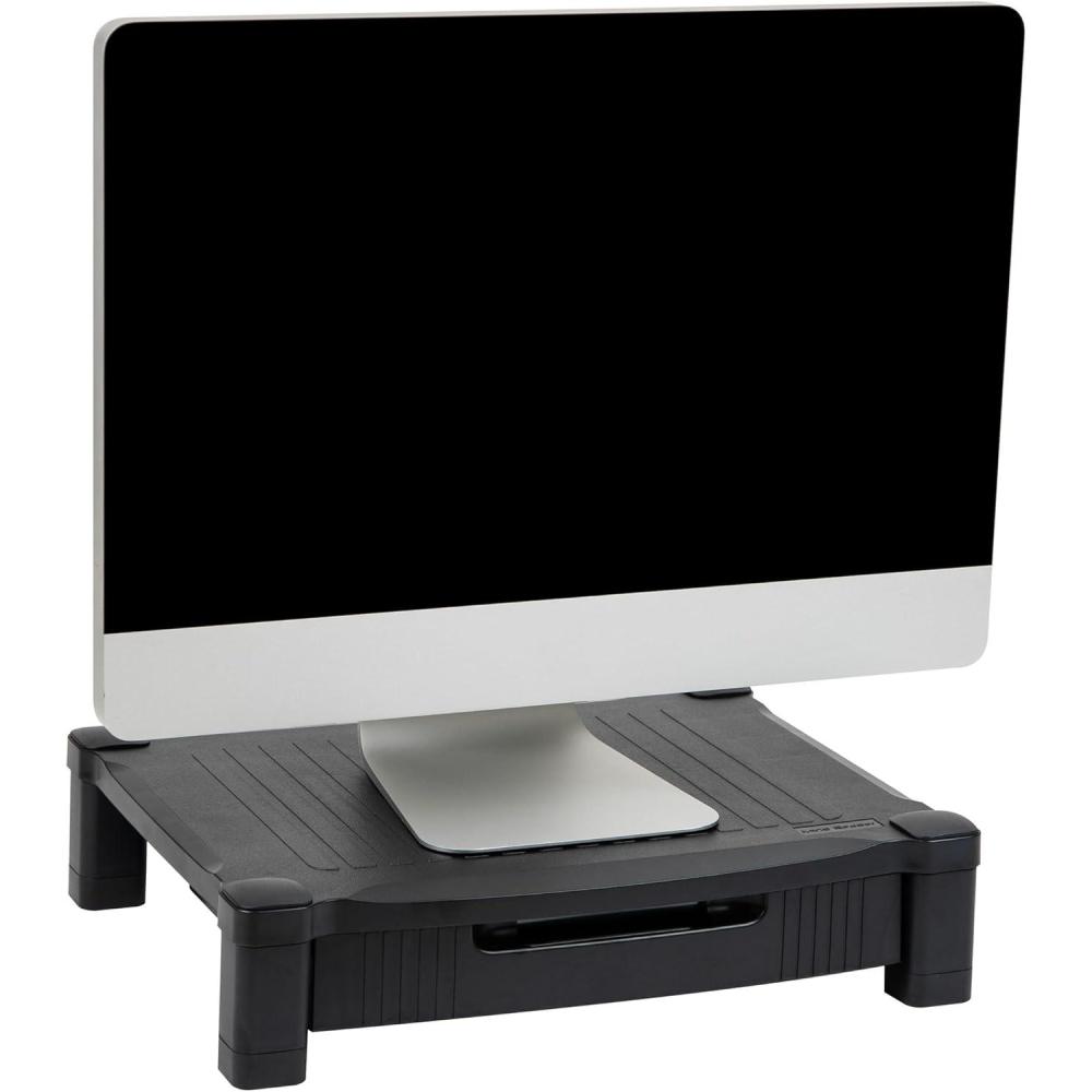 imageMind Reader Monitor Stand Height Adjustable Desktop Organizer Laptop Riser Office 1725L x 1325W x 4H BlackMonitor Stand with Drawer