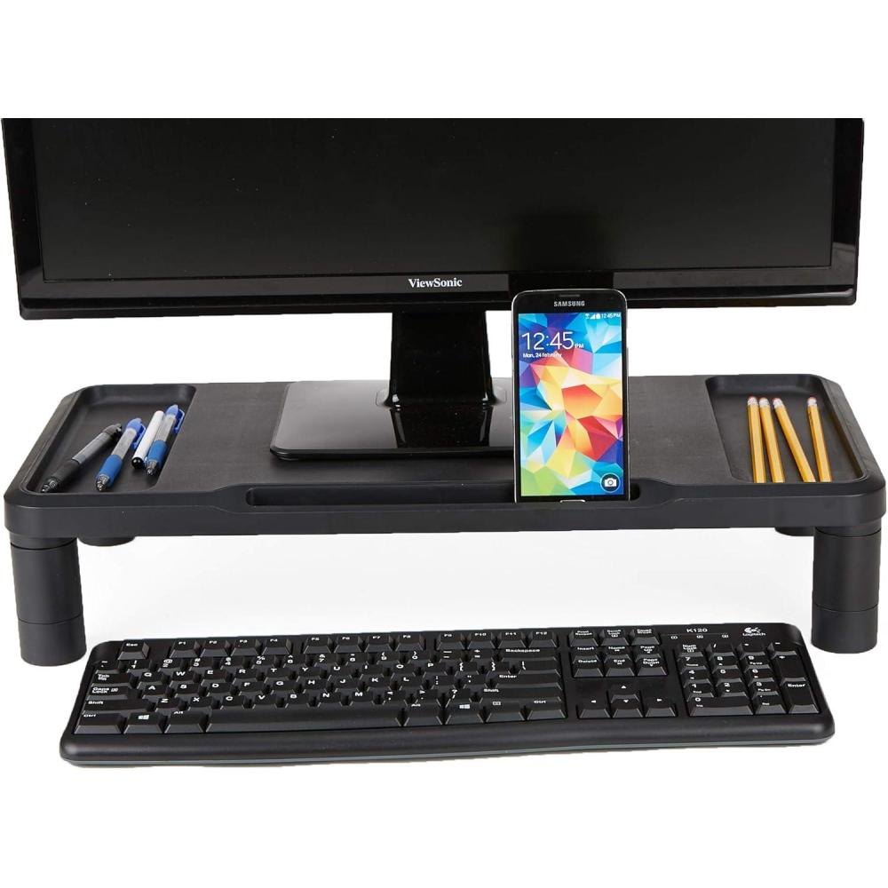 imageMind Reader Monitor Stand Laptop Riser Desktop Organizer Office Plastic 2175 L x 1025 W x 45 H Set of 2 Black1Pack