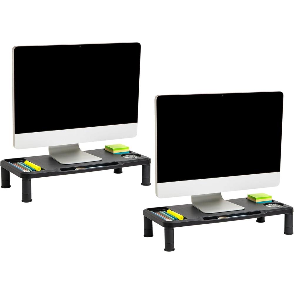 imageMind Reader Monitor Stand Laptop Riser Desktop Organizer Office Plastic 2175 L x 1025 W x 45 H Set of 2 Black2Pack
