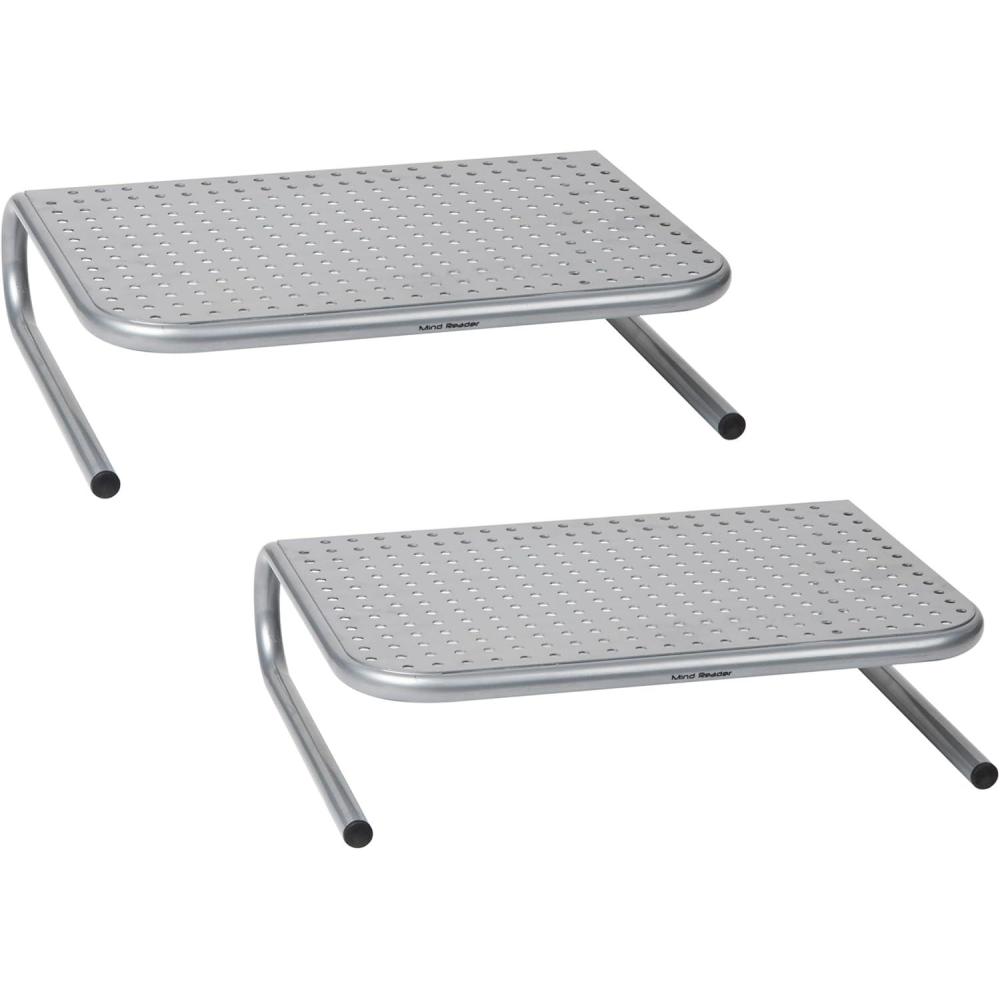 imageMind Reader Monitor Stand Ventilated Laptop Riser Desktop Organizer Metal 145L x 1125W x 425H Set of 2 Silver145L x 1125W x 425H