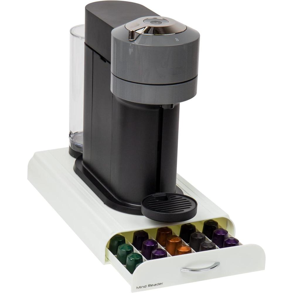 imageMind Reader Nespresso Compatible Capsule Drawer Countertop Organizer Coffee Pod Holder Storage 925L x 15W x 2H White