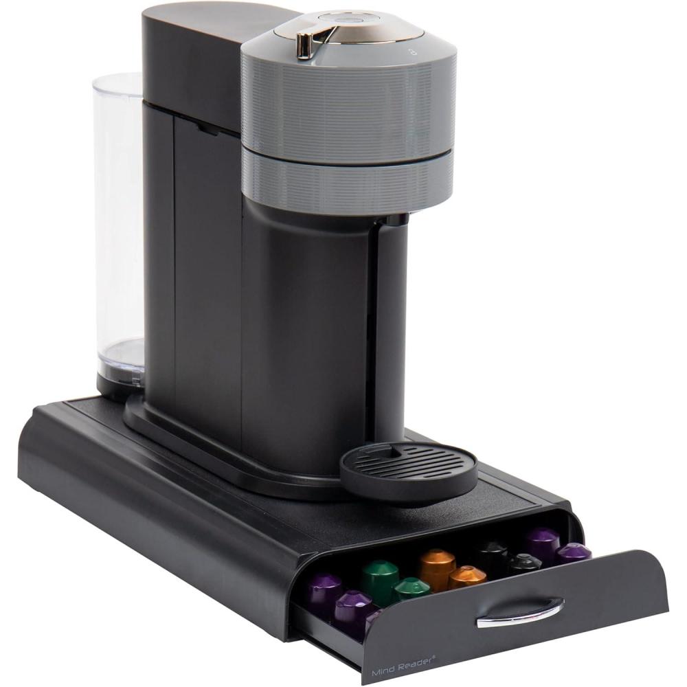 imageMind Reader Nespresso Compatible Capsule Drawer Holds 50 Small Capsules Coffee Pod Drawer Organizer Countertop Storage Base Black921 x 1594 x 236