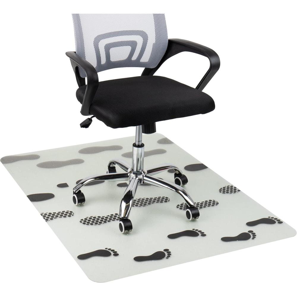 imageMind Reader Office Chair Mat for Carpet Under Desk Protector Carpet Grips Rolling Polycarbonate 355 L x 4725 W x 00625 H ClearClear With Black Going Places Footprint Art