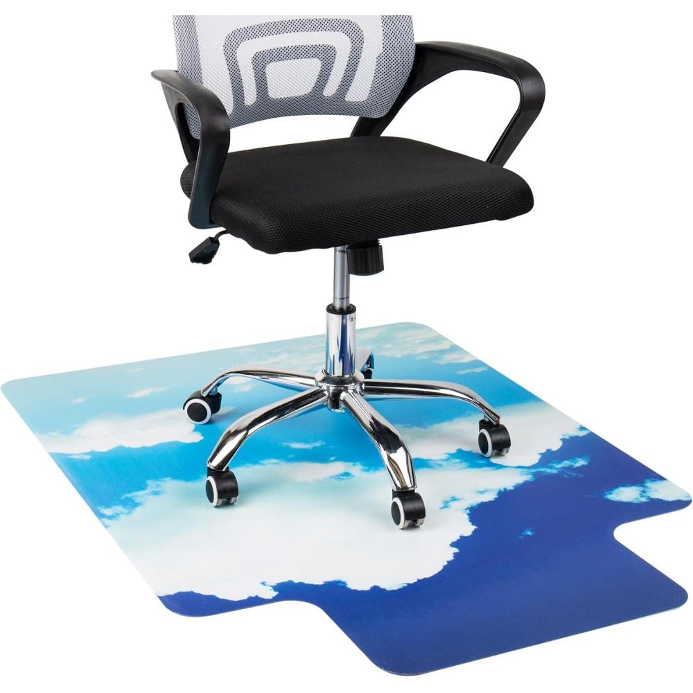 imageMind Reader Office Chair Mat for Carpet Under Desk Protector Carpet Grips Rolling Polycarbonate 355 L x 4725 W x 00625 H ClearHead in the Clouds Art
