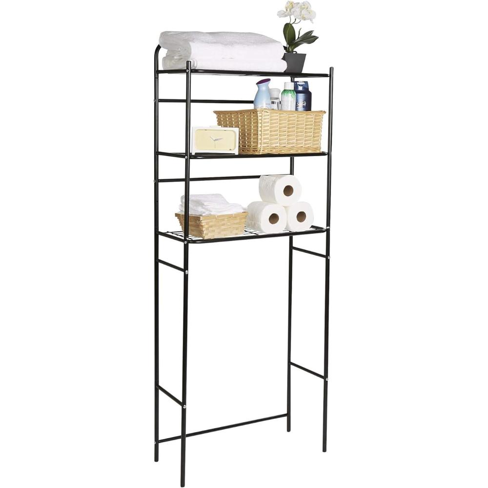 imageMind Reader Over The Toilet Storage Rack Bathroom Organizer Bathroom Shelves Metal 235 L x 1025 W x 705 H BlackBlack