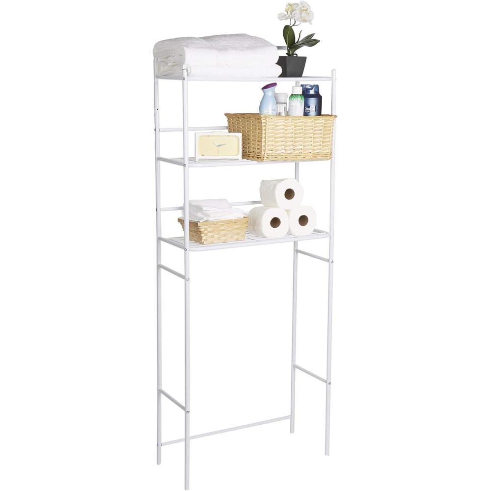 imageMind Reader Over The Toilet Storage Rack Bathroom Organizer Bathroom Shelves Metal 235 L x 1025 W x 705 H BlackWhite