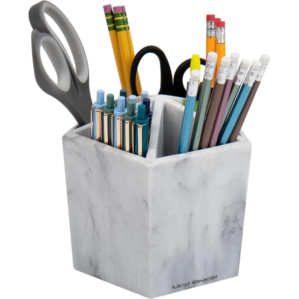imageMind Reader Pen amp Accessory Holder Desktop Organizer Storage Modern Office Resin 575 L x 575 W x 575 H White
