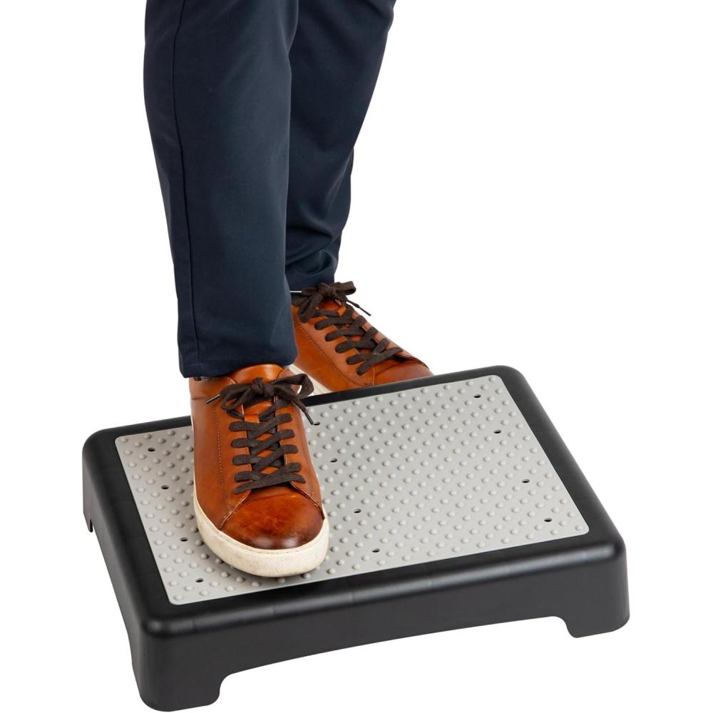 imageMind Reader Platform Booster Step Step Stool for Seniors Indoor Outdoor Riser 17 L x 13 W x 35 H Black and White