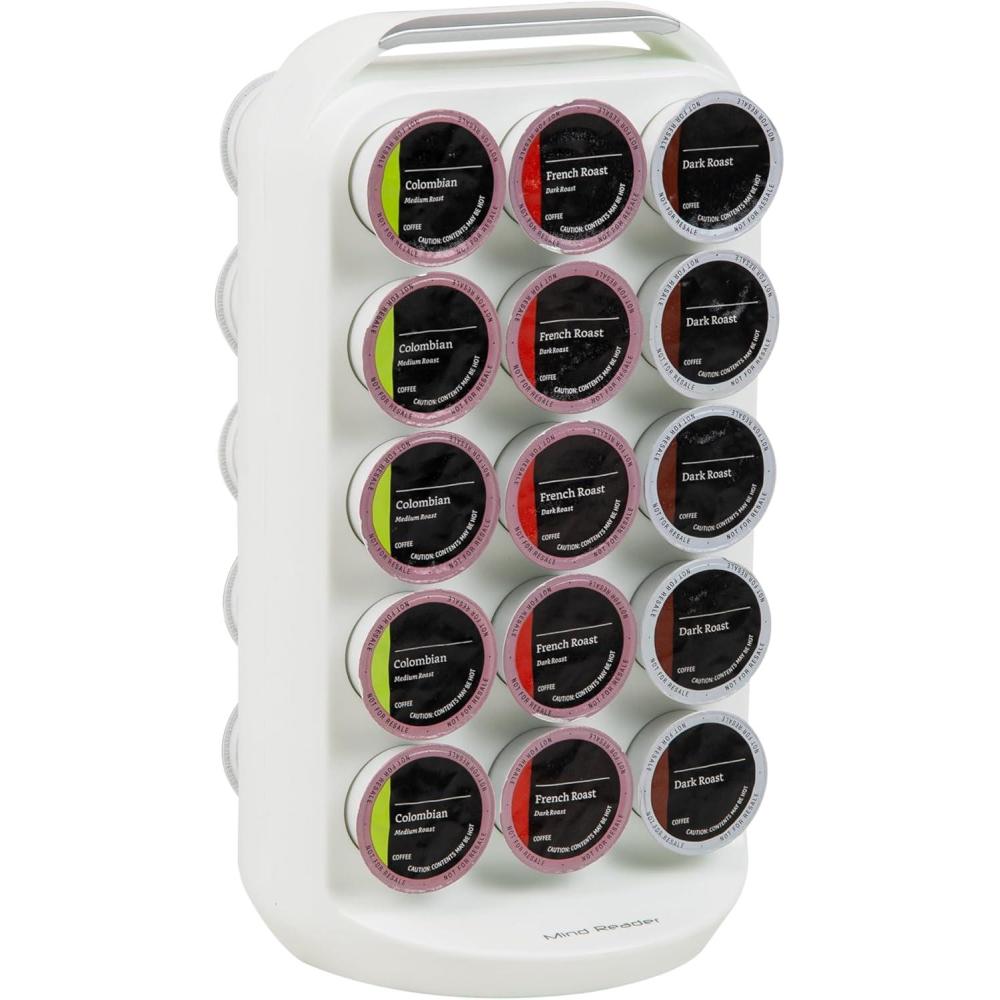 imageMind Reader Single Serve Coffee Pod Carousel 45 Pod Capacity Countertop Breakroom 95L x 95W x 1175H BlackWhite