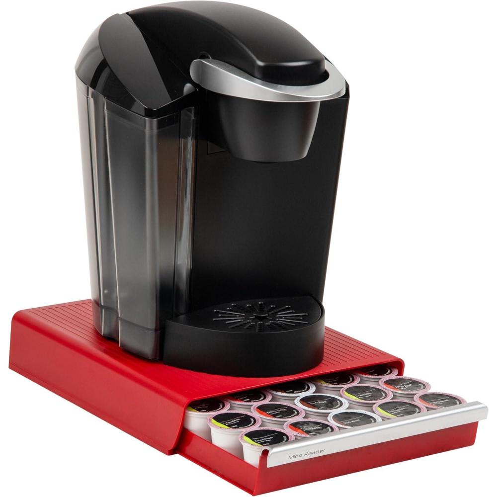 imageMind Reader Single Serve Coffee Pod Drawer 30 Pod Capacity Countertop Organizer 105L x 1275W x 25H RedRed