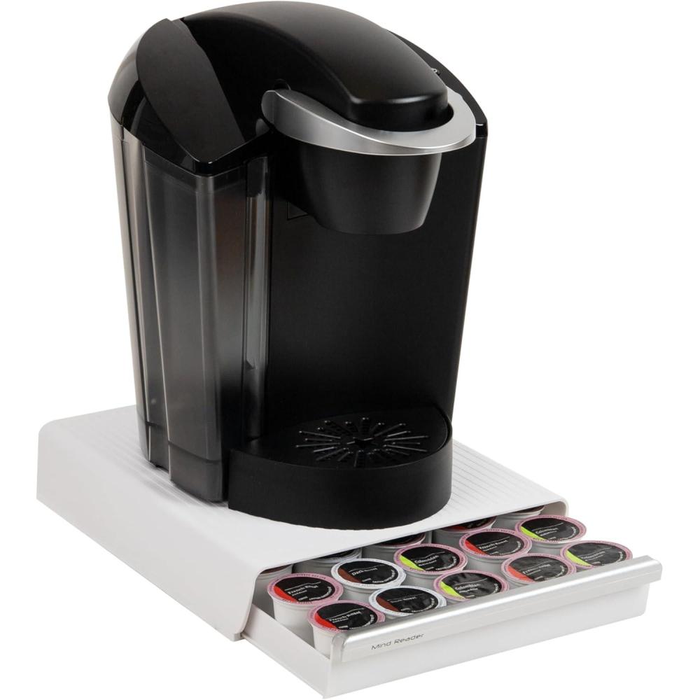 imageMind Reader Single Serve Coffee Pod Drawer 30 Pod Capacity Countertop Organizer 105L x 1275W x 25H RedWhite