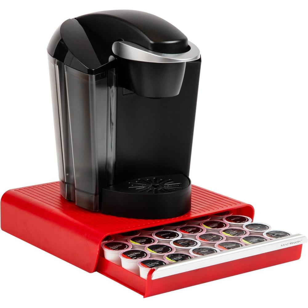 imageMind Reader Single Serve Coffee Pod Drawer 36 Pod Capacity Countertop Organizer 1325L x 1275W x 275H RedRed