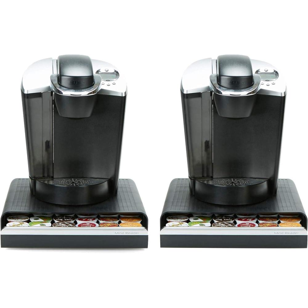 imageMind Reader Single Serve Coffee Pod Drawer Set of 2 36 Pod Capacity Countertop Organizer 1275 L x 13 W x 3 H BlackBlack