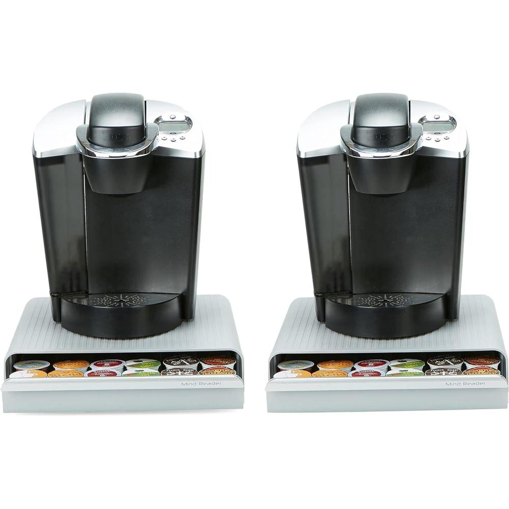 imageMind Reader Single Serve Coffee Pod Drawer Set of 2 36 Pod Capacity Countertop Organizer 1275 L x 13 W x 3 H BlackGray