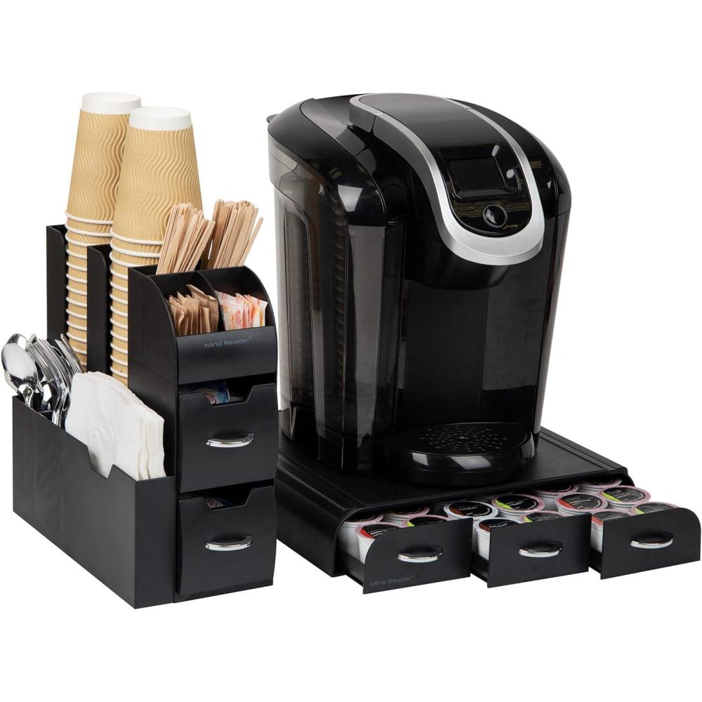 imageMind Reader Single Serve Coffee Pod Drawer and Cup Condiment Set 2 Pcs 36 Pod Capacity 535L x 1125W x 1115H Black