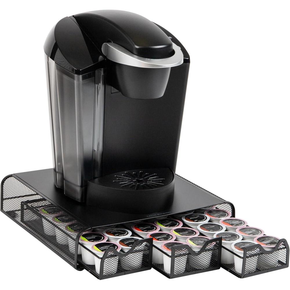 imageMind Reader Single Serve Coffee Pod Organizer with 3 Drawers 36 Pod Capacity Countertop 135L x 1225W x 25H BrownBlack