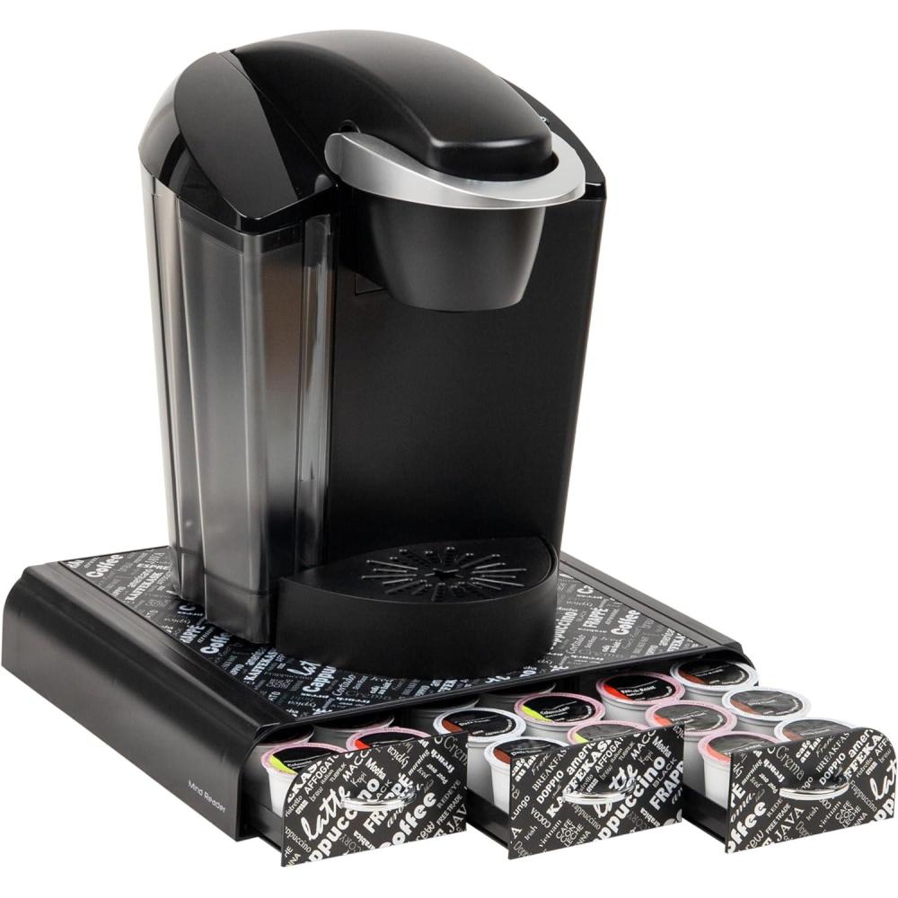 imageMind Reader Single Serve Coffee Pod Organizer with 3 Drawers 36 Pod Capacity Countertop 135L x 1225W x 25H BrownBlack Print