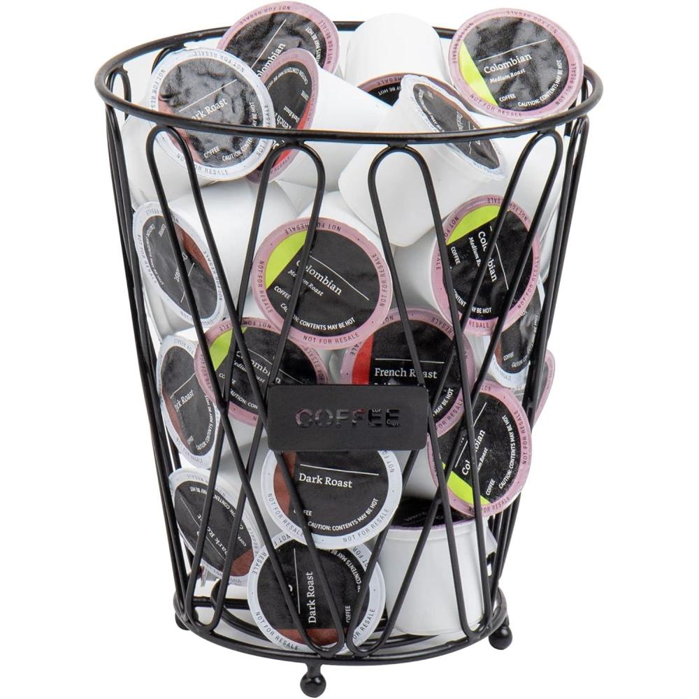 imageMind Reader Single Serve Coffee Pod Storage 30 Coffee Pod Capacity Countertop Organizer Metal 7 L x 7 W x 85 H Black