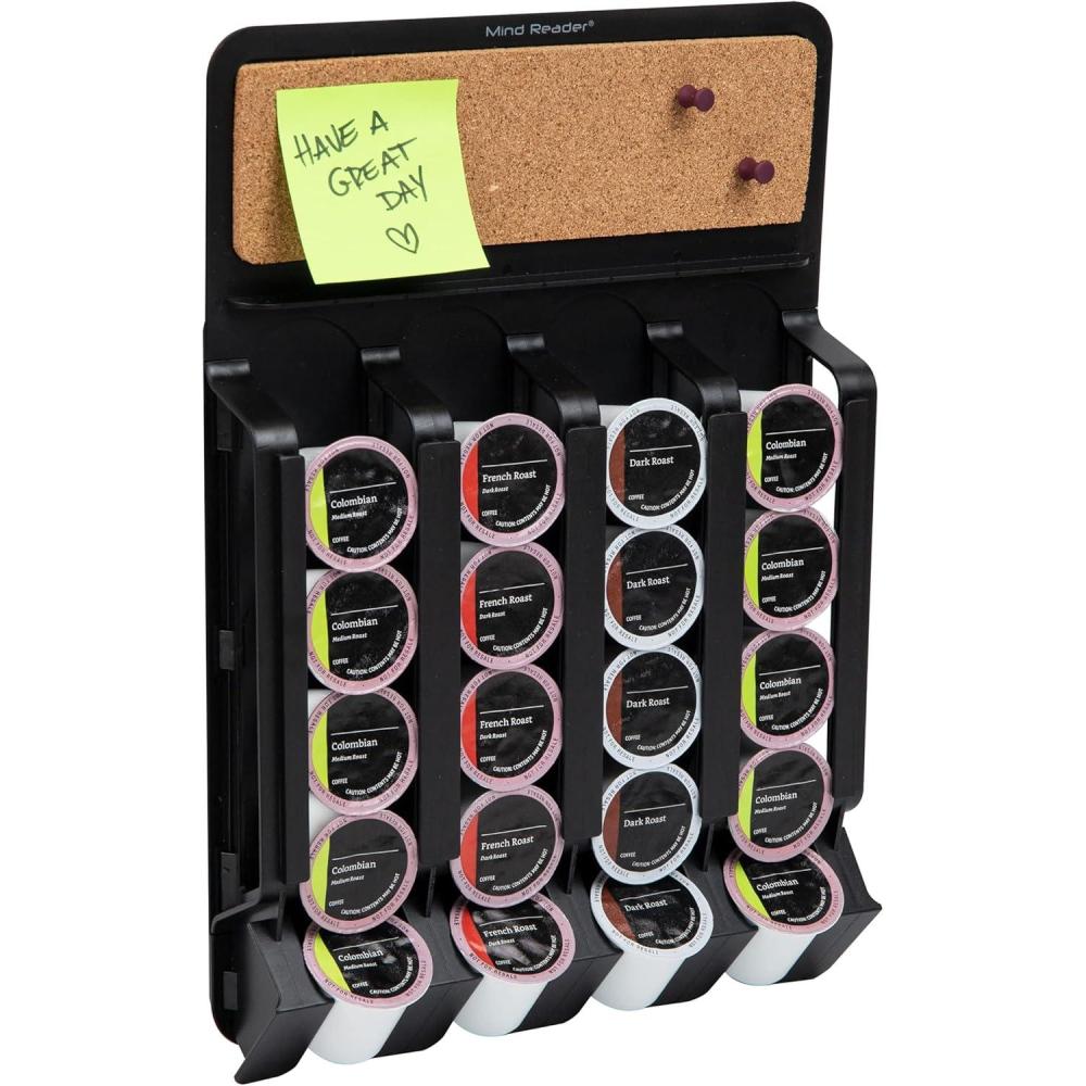 imageMind Reader Single Serve Pod Organizer Wall Mount 20 Pod Capacity Magnetic or Adhesive 1075L x 155W x 25H Black20 Pod Capacity