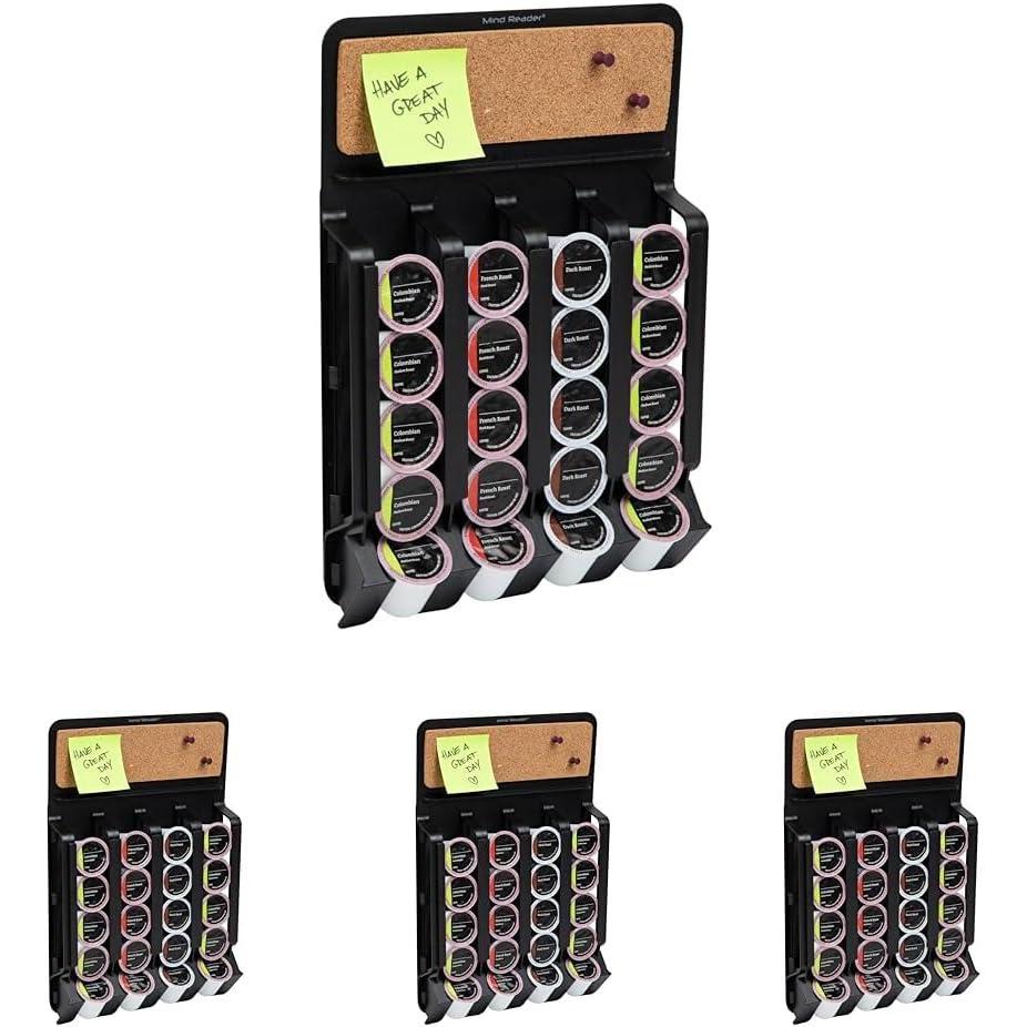 imageMind Reader Single Serve Pod Organizer Wall Mount 20 Pod Capacity Magnetic or Adhesive 1075L x 155W x 25H Black20 Pod Capacity Pack of 4