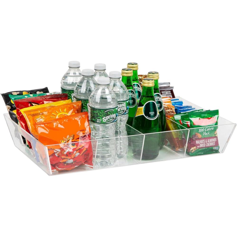 imageMind Reader Snack Tray Countertop Organizer Snack Tray Pantry Breakroom Kitchen 24L x 12W x 325H BlackClear