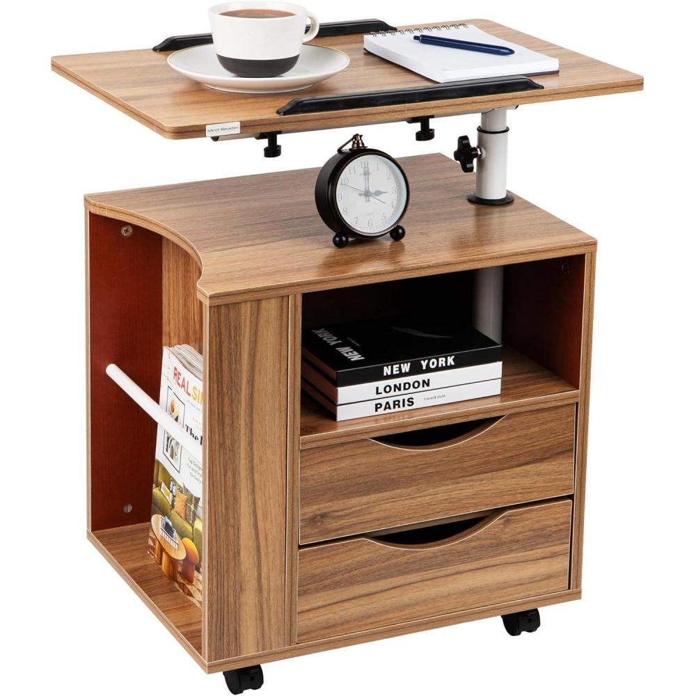 imageMind Reader Standing Desk Laptop Computer Stand Height Adjustable MDF 2375L x 1575W x 268345H Brown and Silver