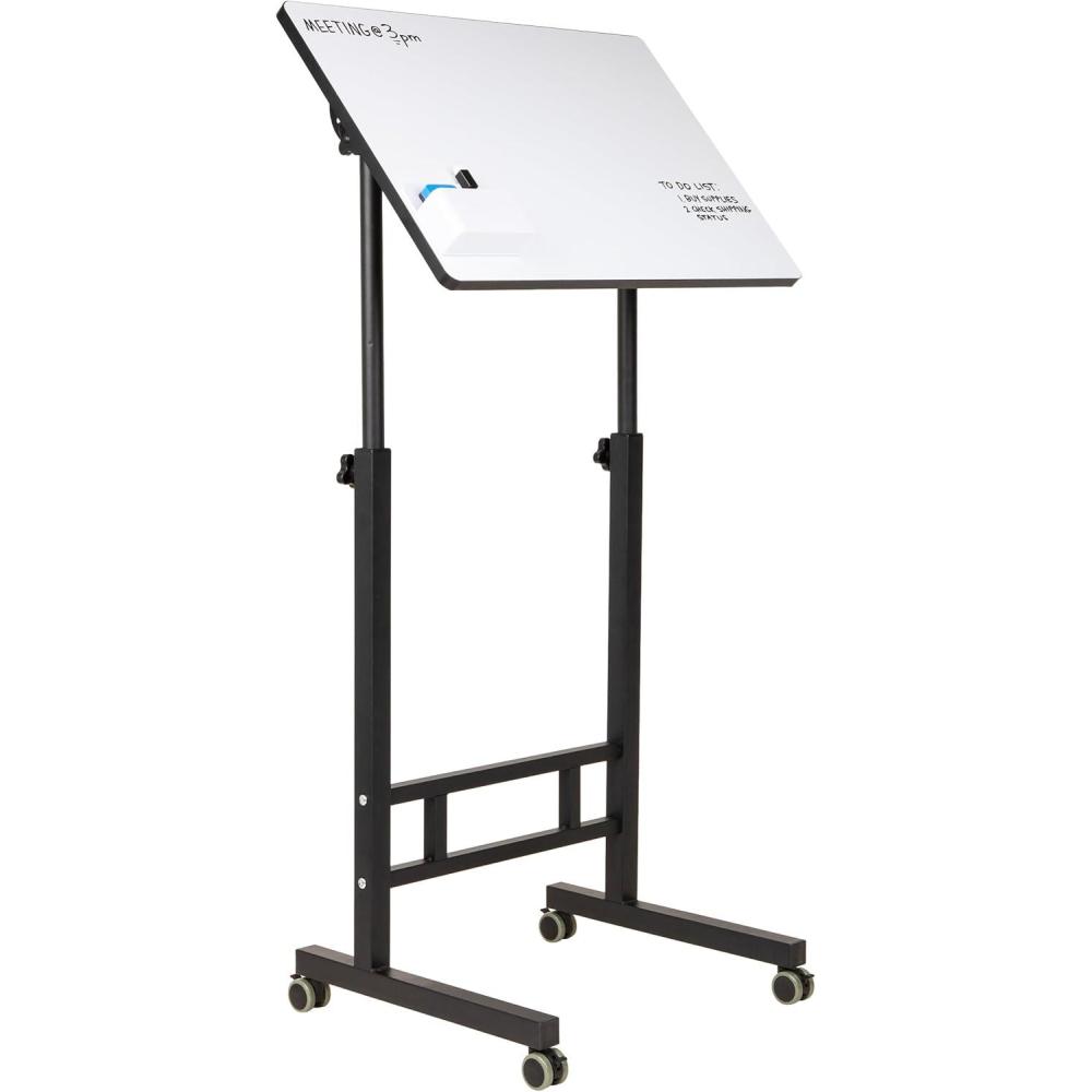 imageMind Reader Standing Whiteboard Desk Adjustable Height Computer Desk Laptop Desk Portable Rolling 21 L x 215 W x 685 H White