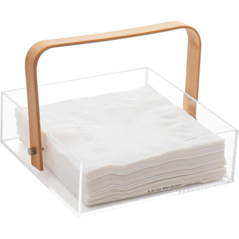 imageMind Reader Tea Bag Organizer Tea Station Countertop Caddy Rayon from Bamboo and Acrylic 1175L x 6W x 6H BrownNakin Holder
