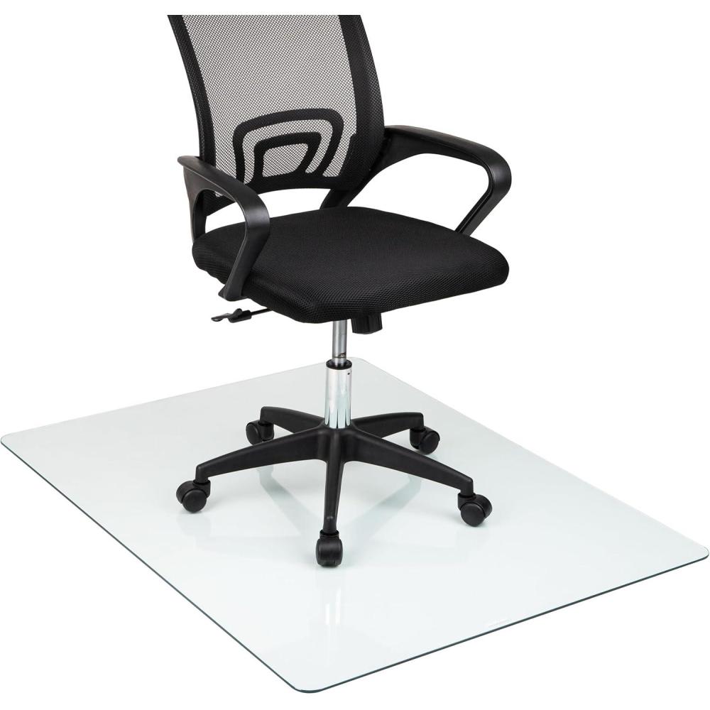 imageMind Reader Tempered Glass Chair Mat Clear Floor Protector for Hard Floors or LowPile Carpet Only HeavyDuty Glass Mat for Office or Home 46 x 36 Clear