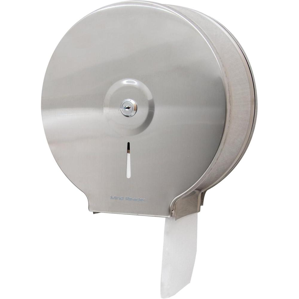 imageMind Reader Toilet Paper Dispenser Wall Mount Lock with Key Restroom Stainless Steel 10L x 1025W x 45H SilverSilver