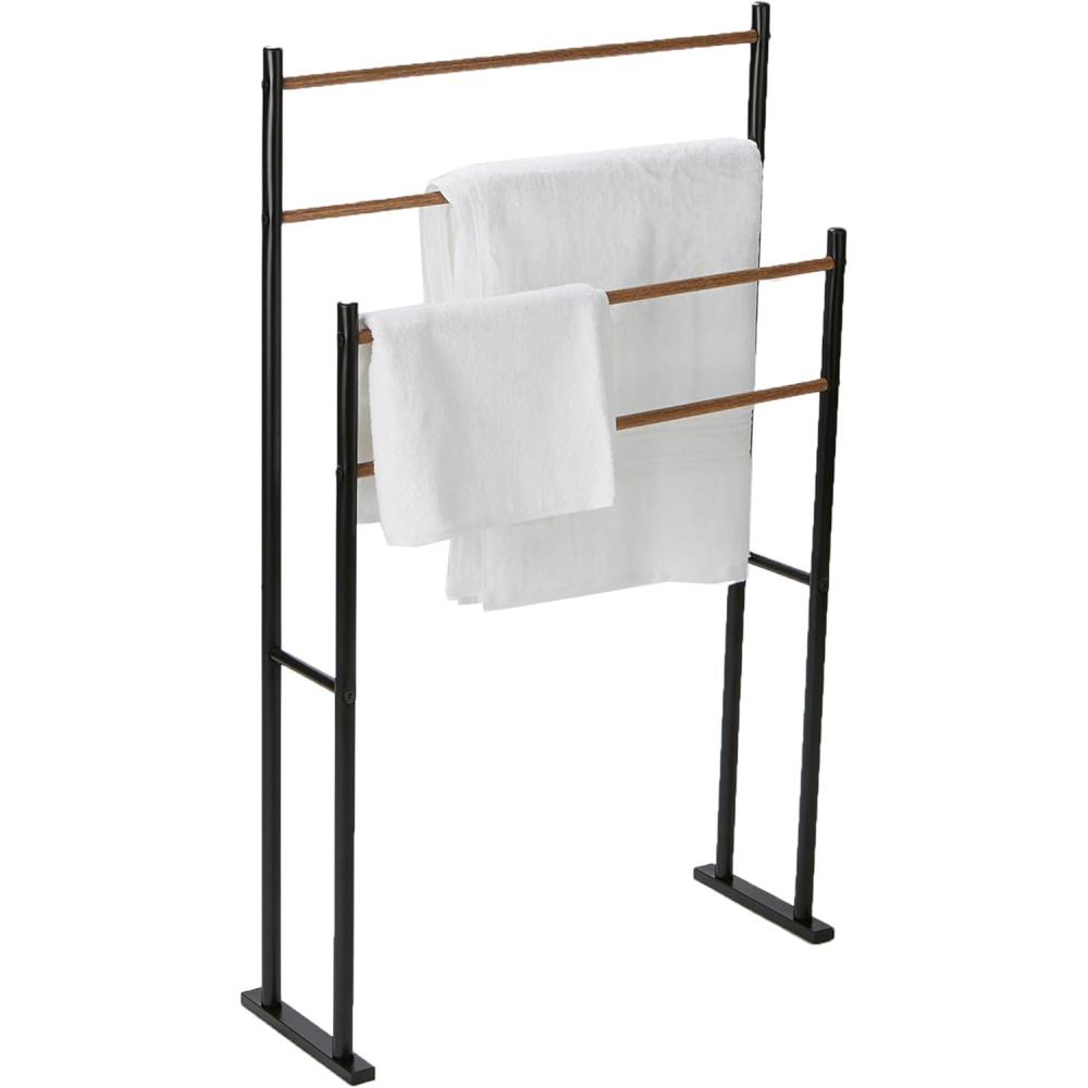 imageMind Reader Towel Rack Bathroom Storage Drying Stand Hot Tub Accessory Freestanding Metal 226 L x 12 W x 36 H BlackBlack