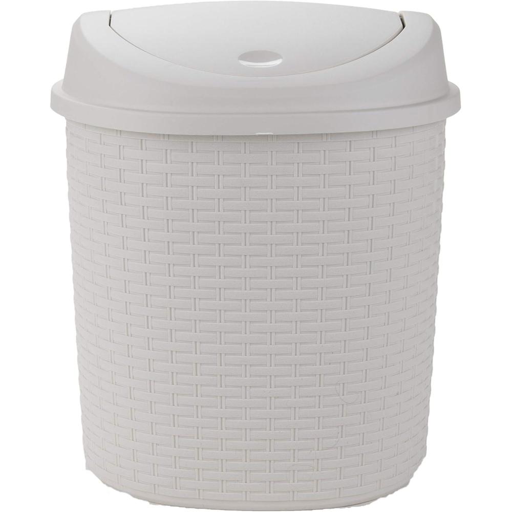 imageMind Reader Trash Can 55L 15 gal Capacity Bathroom Decor Hands Free Lid Square 775 L x 775 W x 11 H IvoryIvory