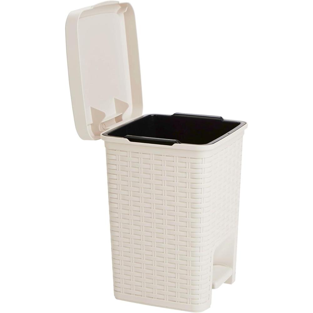 imageMind Reader Trash Can 55L 15 gal Capacity Bathroom Decor Hands Free Lid Square 775 L x 775 W x 11 H IvoryIvory Square Bin