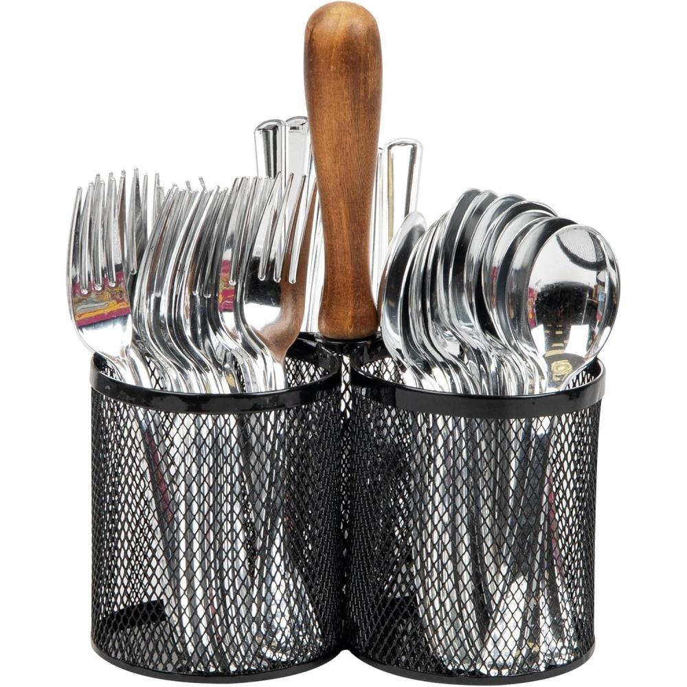 imageMind Reader Utensil Holder Silverware Organizer Caddy Cutlery Holder Kitchen Metal Mesh 75L x 75W x 975H BlackBlack