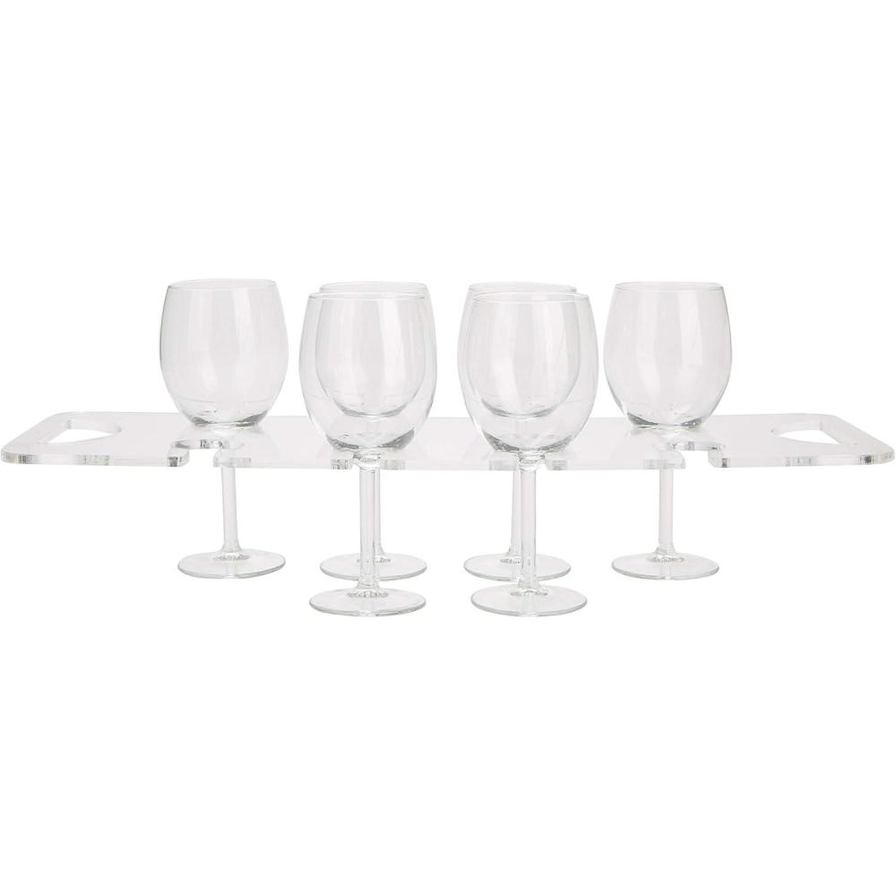 imageMind Reader Wine Glass and Bottle Stakes Vacation Essentials Beach Wine Holder Metal 35L x 35W x 19H 5 Pcs SilverClear