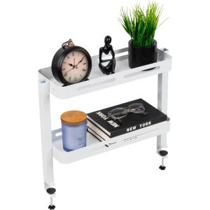Mind Reader 2-Tier Desk Organizer with Clamp, Accessory Shelf(White)