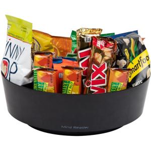 Mind Reader 2-Tier Snack Carousel, Countertop Organizer, Snack Tray, Breakroom, Kitchen, 14.25″L x 14.25″W x 14″H, Black(Classic Black)