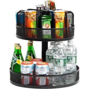 Mind Reader 2-Tier Snack Carousel, Countertop Organizer, Snack Tray, Breakroom, Kitchen, Black