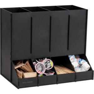 Mind Reader 4-Compartment Single Serve Coffee Pod Dispenser, 120 Pod Capacity, Breakroom, 14.5″L x 9″W x 12.25″H, Black