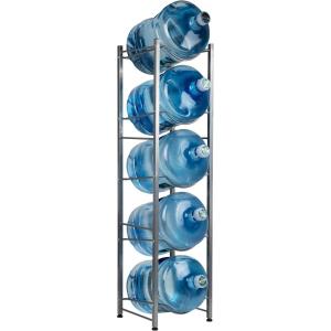 Mind Reader 5 Gallon Water Jug Stand, Water Bottle Holder, Water Cooler Stand, Rack, Metal, 13.5″L x 13.5″W x 28.75″H, Silver(5 Tier)