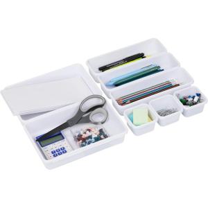 Mind Reader 8-Pc Drawer Organizer, Desk Organizer, Interlocking, Storage, Kitchen, Office, White(White)