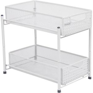 Mind Reader Accessory Organizer, Supply Storage, Desktop, Crafts, Office, Metal Mesh, 8″L x 12.5″W x 11.25″H, White(White)