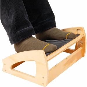 Mind Reader Adjustable Wooden Foot Rest with Anti-Slip Surface, 3 Height Levels, Natural Wood, Brown