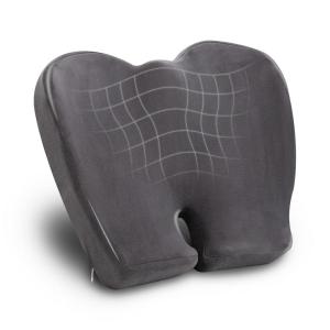 Mind Reader Air-Cloud Memory Foam Seat Cushion, Ergonomic Support for Lower Back, Coccyx, and Hip Pain Relief, Promotes Better Posture, Washable Cover, Black(Grey)