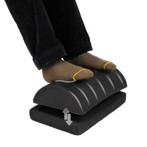 Mind Reader Air-Cloud Memory Foam Under Desk Footrest, Ergonomic Support for Back, Hip, Legs, Knees & Feet, Adjustable Height, Memory Foam, Black(Black)