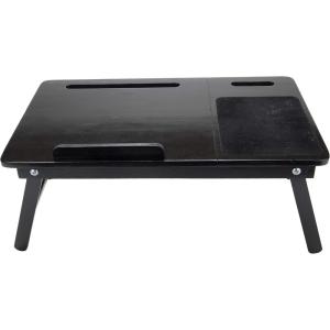 Mind Reader Bamboo Bed Tray Adjustable Lap Desk Breakfast Table with Foldable Legs Multi-Function Tilting Sections, Black