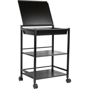 Mind Reader Cart with Covered Compartment, Office Organizer, Storage, 3-Tier, Office, Metal, 20″ L x 14.25″ W x 28.75″ H, Black(3-Tier with Compartment)