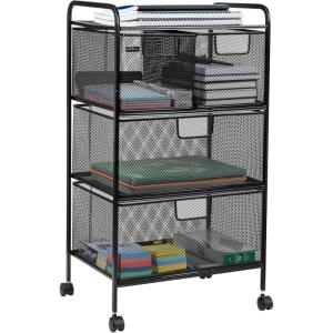 Mind Reader Cart with Drawers, Multipurpose Office Organizer, Utility Cart, Rolling Storage, Metal Mesh, Black(4-Drawers)